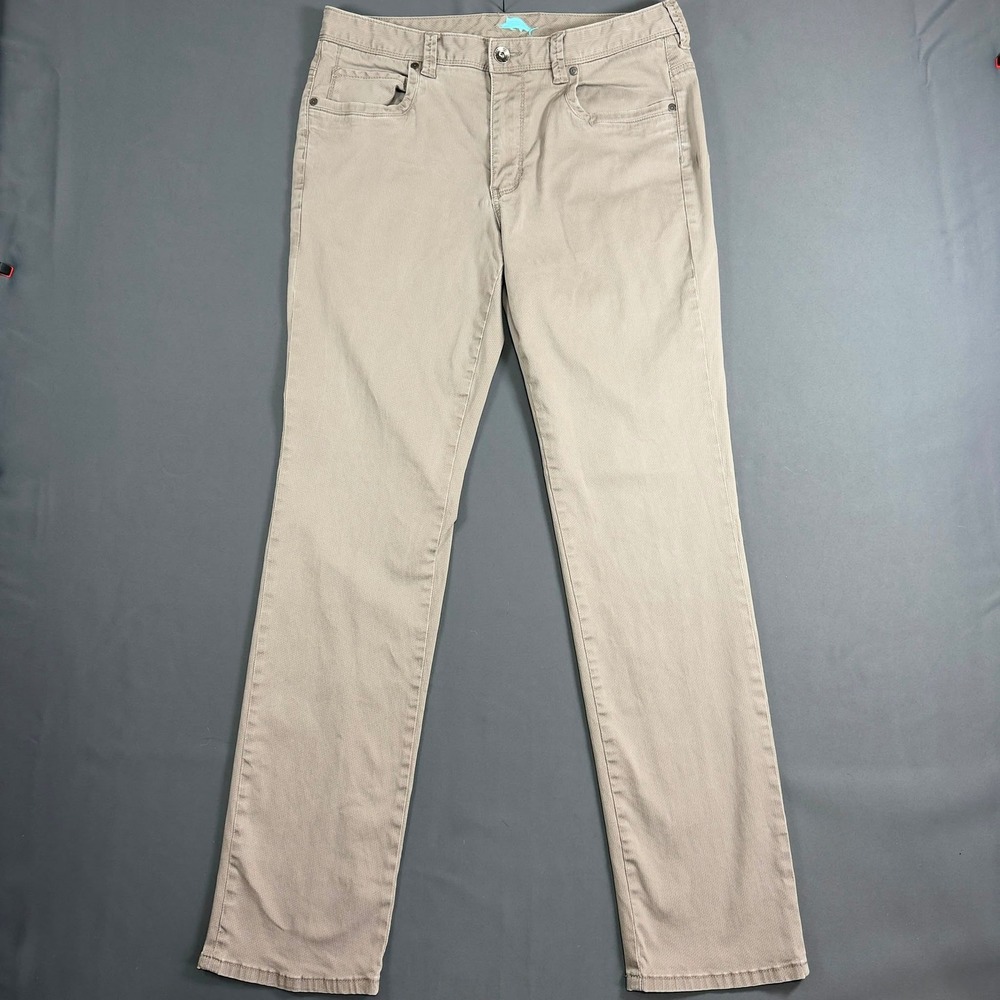 Tommy Bahama Straight Leg Chino Pants Khaki Tan W33 L34 Stretch Men's EUC